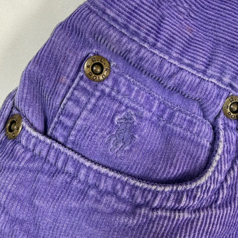 RALPH LAUREN Girls Corduroy Mini Skort 4/4T‎ Purple Pleated Pony Logo Preppy Y2K